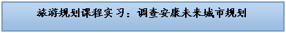 文本框: 旅游规划课程实习：调查安康未来城市规划