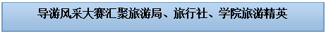 文本框: 导游风采大赛汇聚旅游局、旅行社、学院旅游精英